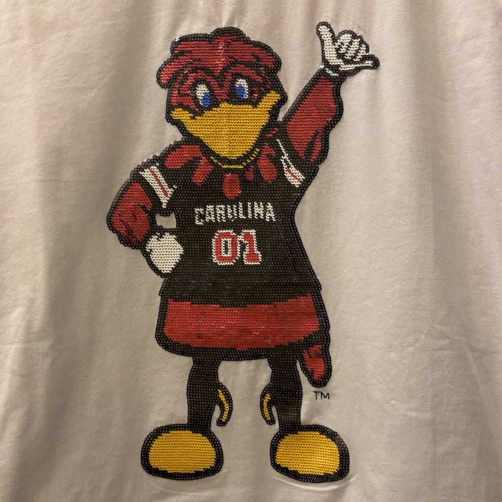 Stewart Simmons University or South Carolina Gamecocks Cocky sequin Tee NWT  L
